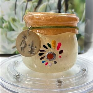 Handcrafted Painted Resin Jar with Charm